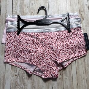 Tommy Hilfiger Womens 3pcs Cotton Briefs Logo Boy Shorts Sz XL Valentines Hearts